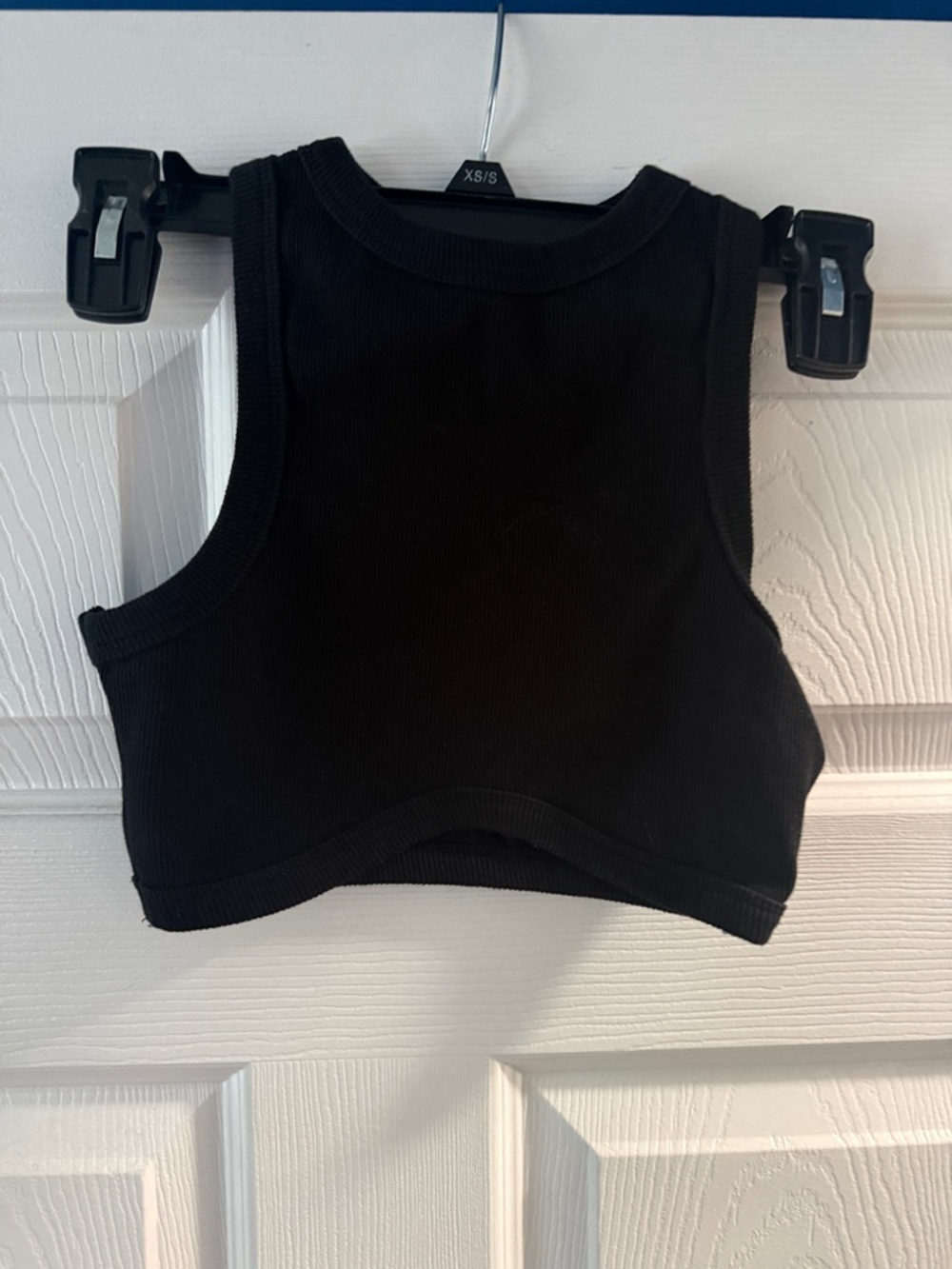 White Fox Boutique Black Ribbed High Neck Crop